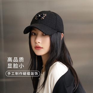 新款 瘋帽子 重工蝴蝶釘珠 輕奢高級(jí)小香風(fēng)鴨舌帽子女棒球帽秋季