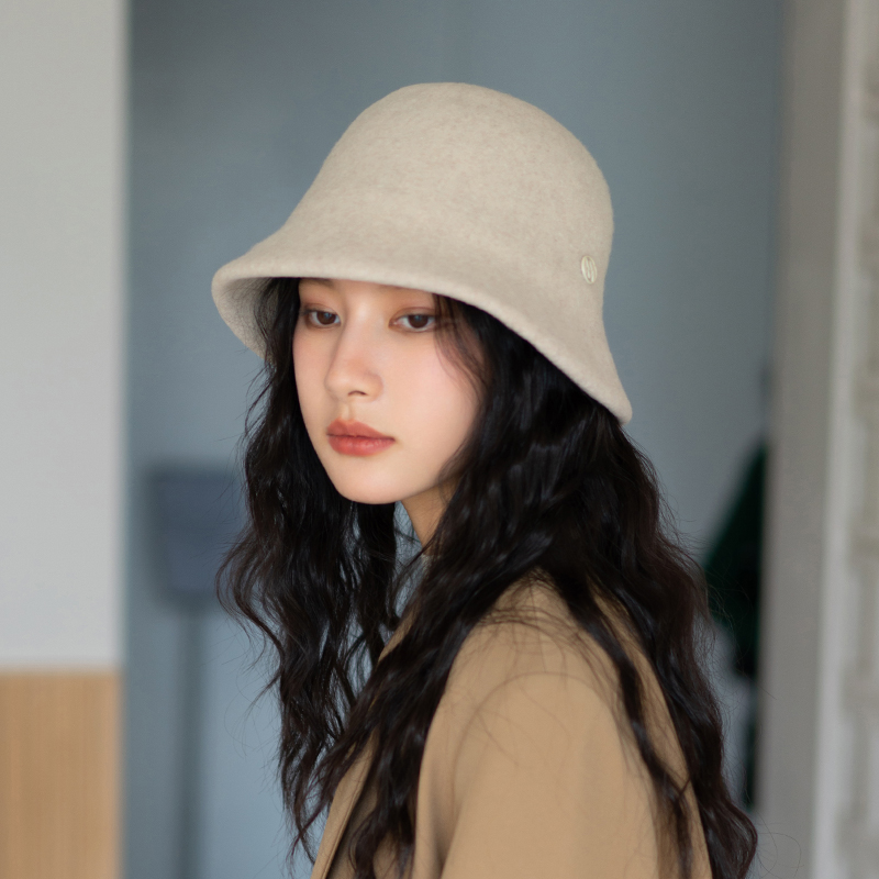 纯羊毛可折叠渔夫帽柔软保暖