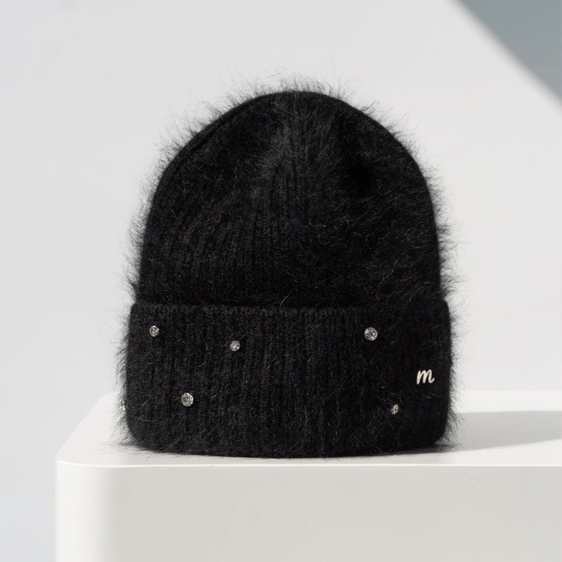 疯帽子兔毛毛线帽冬显脸小凹造型