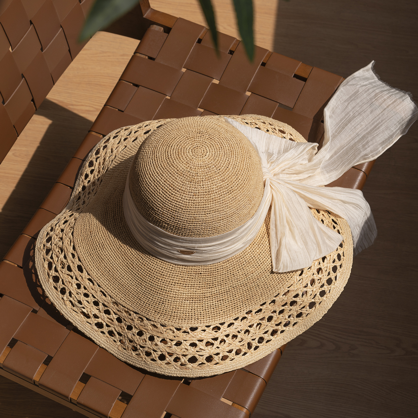 度假氛围感拉菲草宽边草帽