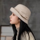 25年秋季 气质礼帽 新 甜美羊毛渔夫帽女翘边蝴蝶结盆帽法式 疯帽子