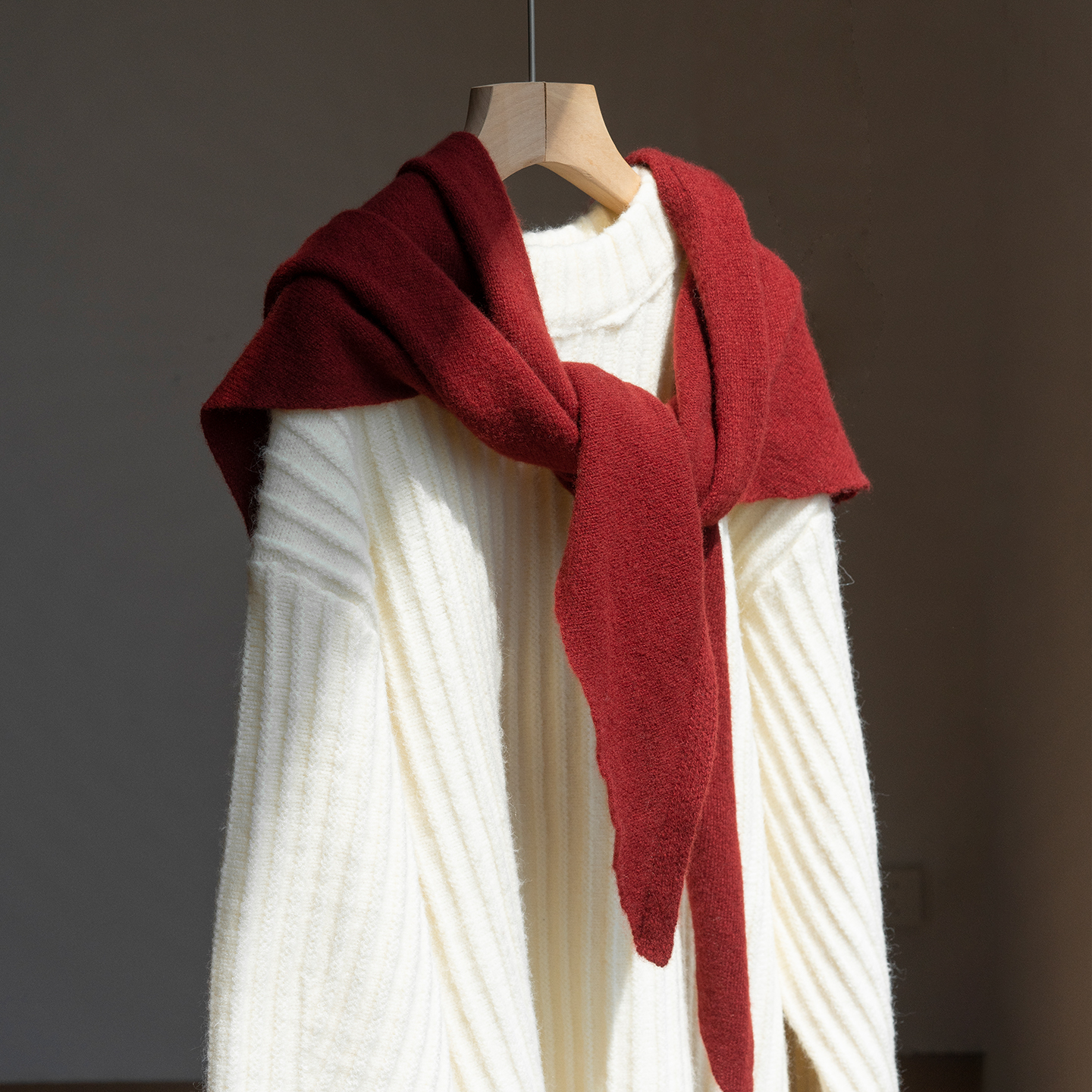 疯帽子纯羊毛针织大三角巾