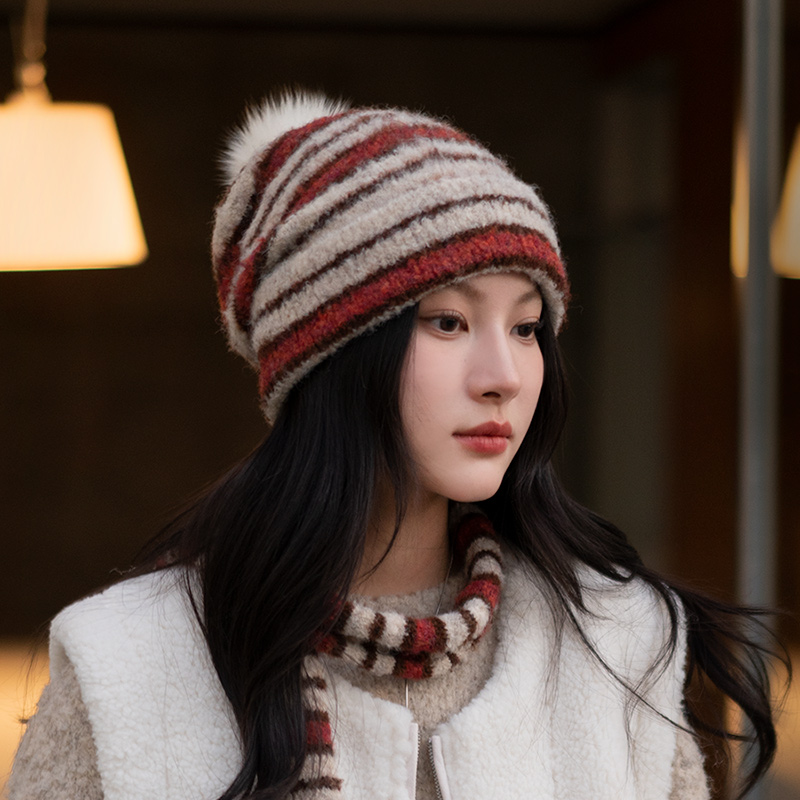 疯帽子时尚百搭羊毛帽子围巾套装