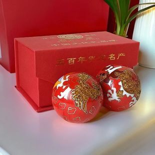 景泰蓝45-55MM蓝龙凤保定铁球健身球中老年保健手球煅练手指握转