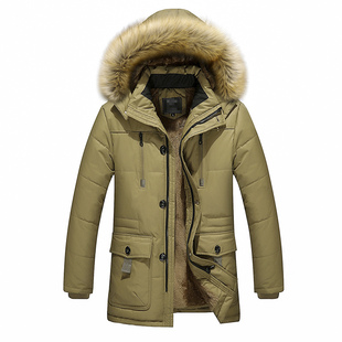 爸爸棉衣中老年冬季棉服中长款50岁60加绒加厚老年人冬装外套男袄