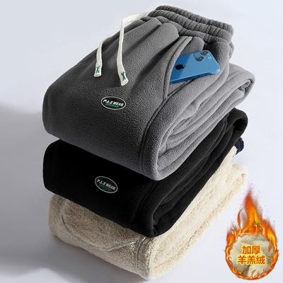 拼驼长裤加绒加厚休闲裤纯色保暖