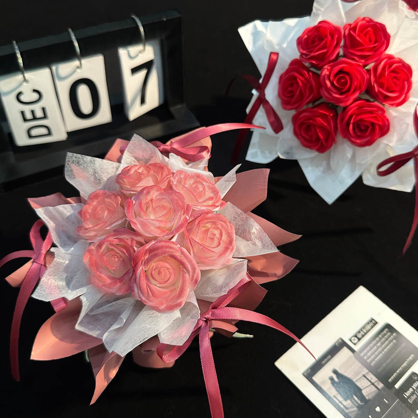 蝴蝶结永生花迷你小花束紫色玫瑰见面花束告白香皂花手捧花伴手礼