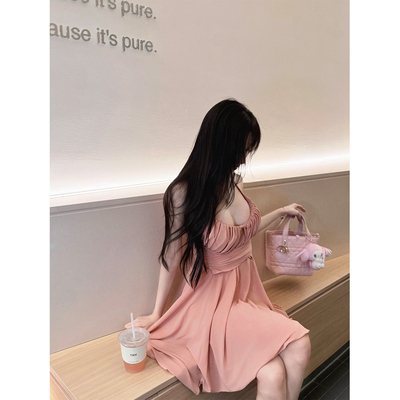 DFAY 恋爱泡泡甜美显白气质连衣裙系带收腰显瘦垂感裙子女装夏季