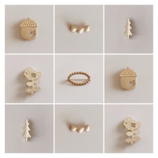 鸟与胡子皆川明风格哑光金简约文艺日系小众夏季胸针闺蜜配饰新款