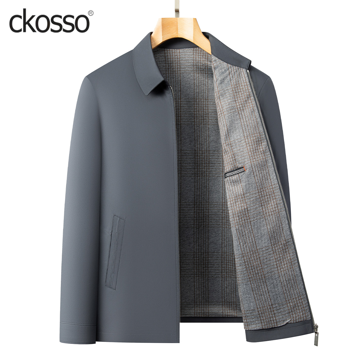 商务行政夹克男士短款翻领中年爸爸加大码2025年新款高端休闲外套