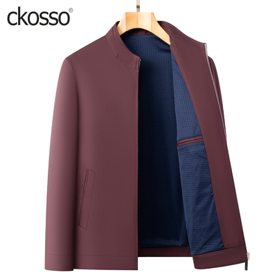 短款立领中年外套高端休闲夹克男