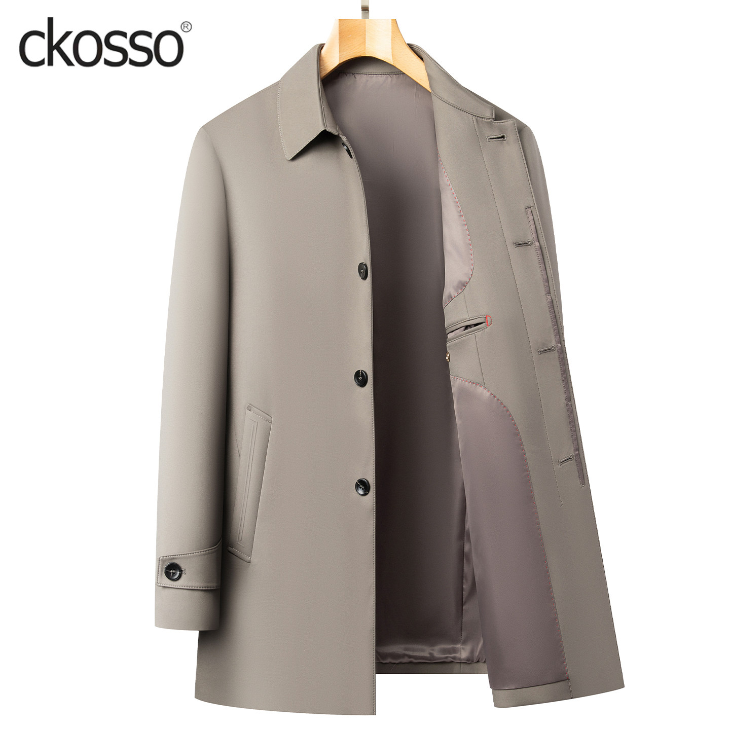 行政公务外套男士常规翻领品质中年夹克2026春秋新款商务休闲风衣