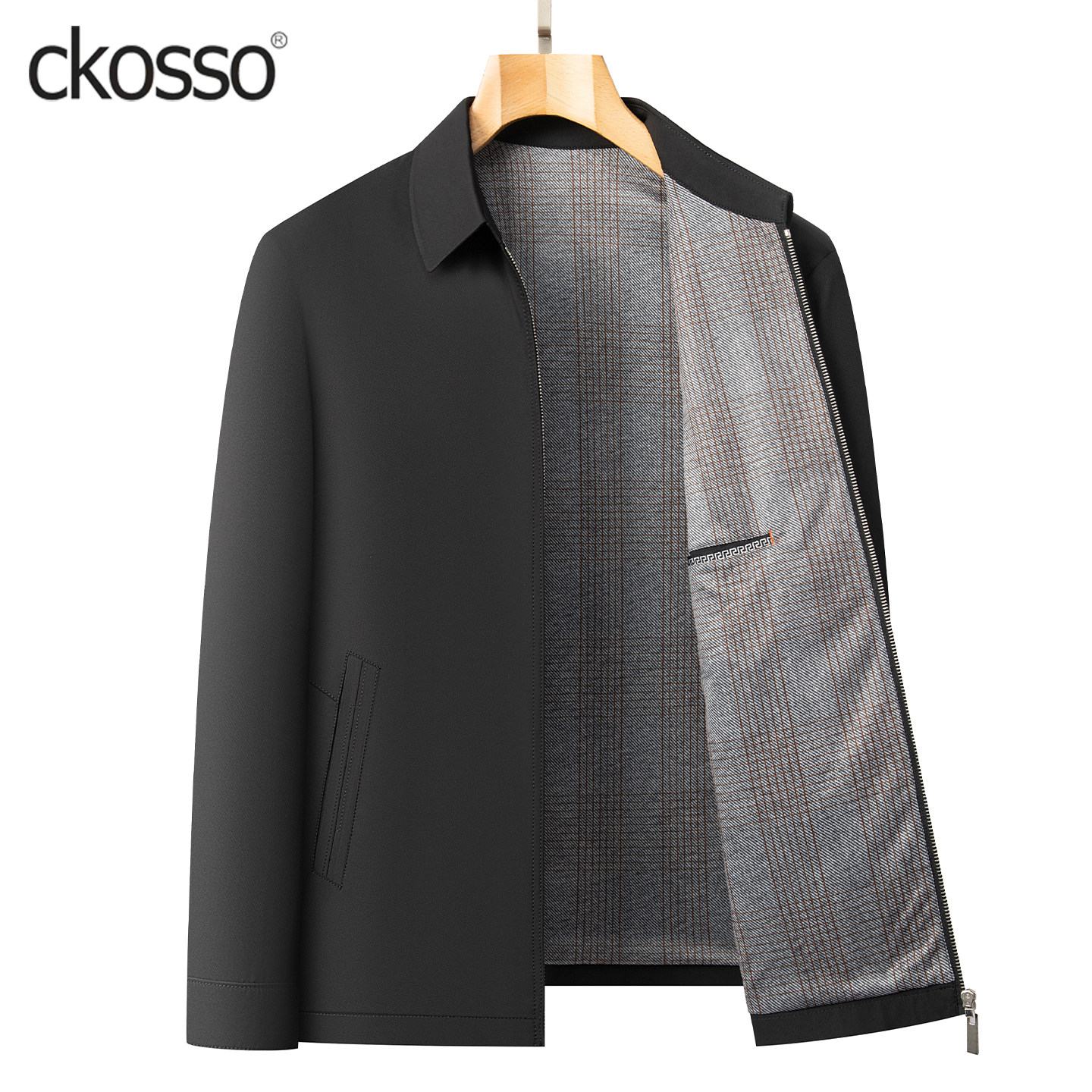 公务行政夹克男士短款立领拉链纯色加大码中年新款商务休闲外套