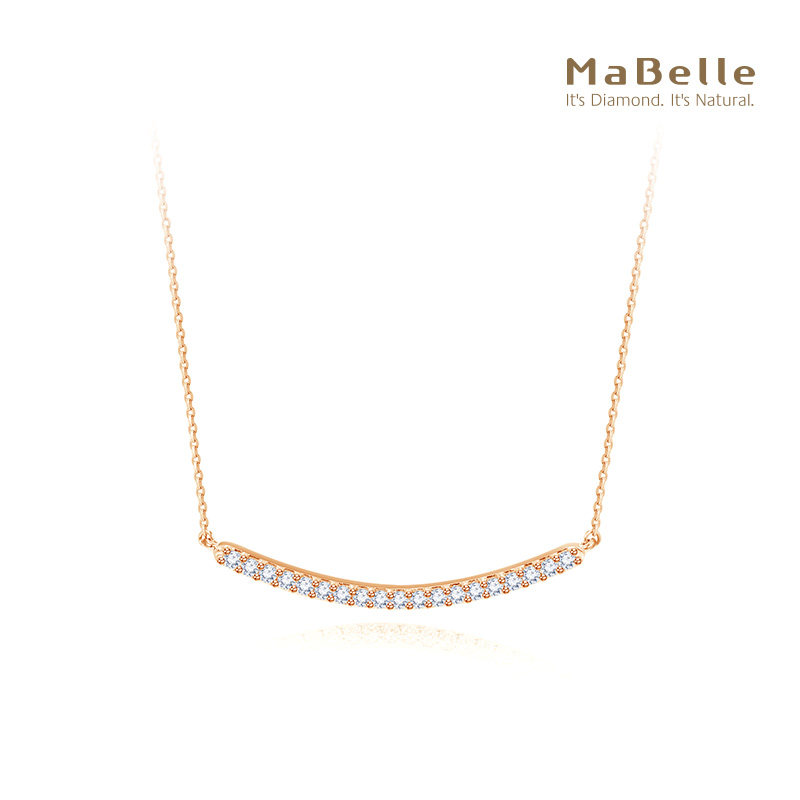MaBelle/玛贝尔18K红金 微笑系列钻石项链/颈链 一字链 优雅