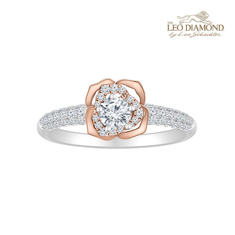 The Leo Diamond&reg;&ldquo;幸福玫瑰&rdquo;系列 18K红白金钻石戒指 寓意美好