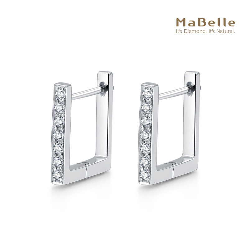 18K金钻石耳钉玛贝尔圈式直排