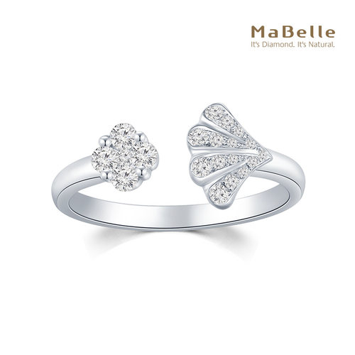 玛贝尔18K白金钻石戒指开口戒