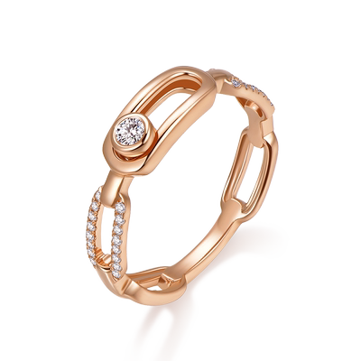 玛贝尔18K玫瑰金钻石戒指