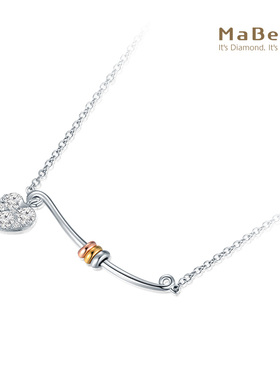 MaBelle/玛贝尔18K红白黄三色金 与爱同行系列钻石项链 长度43CM