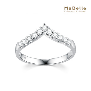 排钻V型钻石戒指可与单钻配套佩戴 玫瑰金 MaBelle 玛贝尔18K白金
