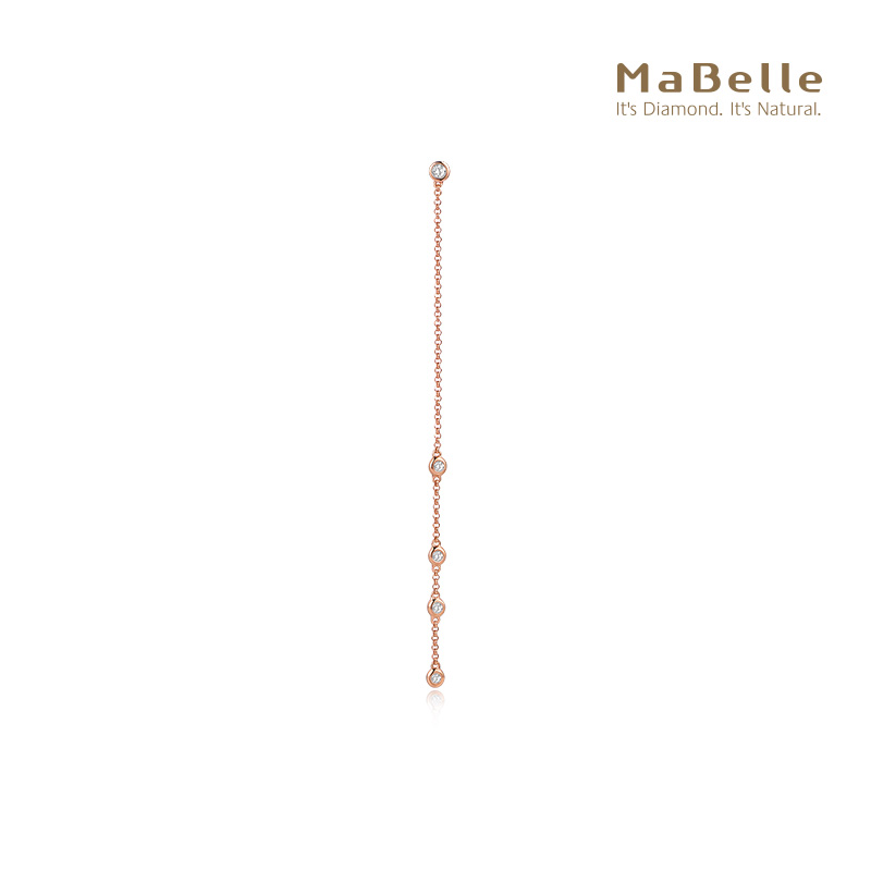 玫瑰金单边钻石耳钉玛贝尔流苏款