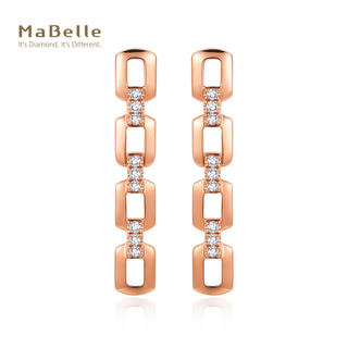 MaBelle/玛贝尔18K玫瑰金 小清新垂坠款钻石耳钉一对 11分钻