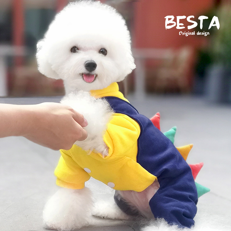 BESTA-可爱恐龙！纯棉宠物小狗狗衣服春秋泰迪比熊博美秋冬装四脚