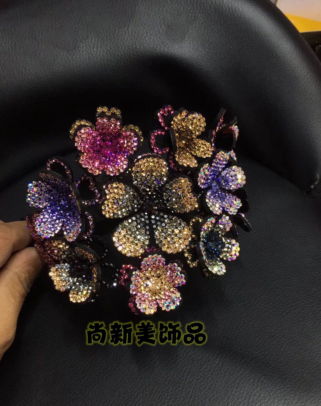 新品高端定制版进口捷克钻宽版花开富贵发箍遮白发器头箍拉直不断