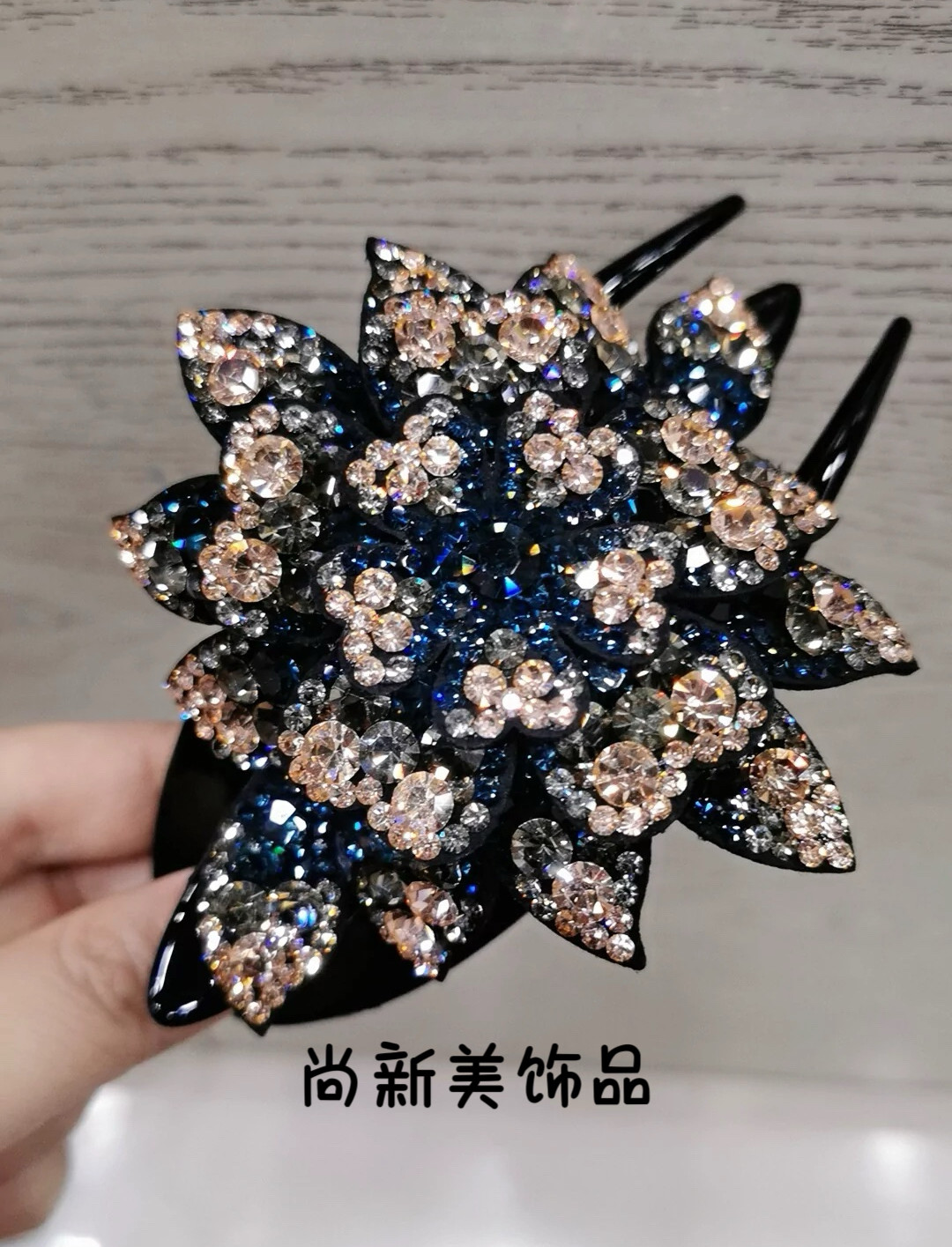 新款进口捷克钻富贵花鸭嘴夹大号13cm燕尾夹韩版盘卡子后脑勺抓夹