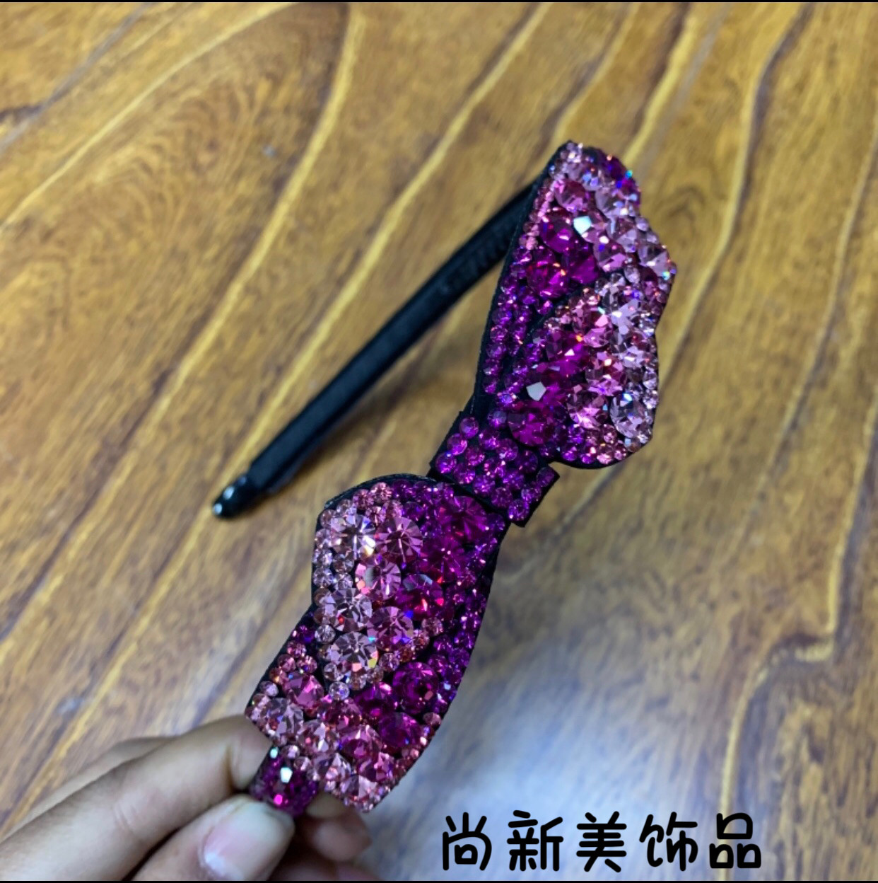 蝴蝶结镶钻女时尚发箍百搭新款防滑满钻发夹水钻韩国捷克钻发饰