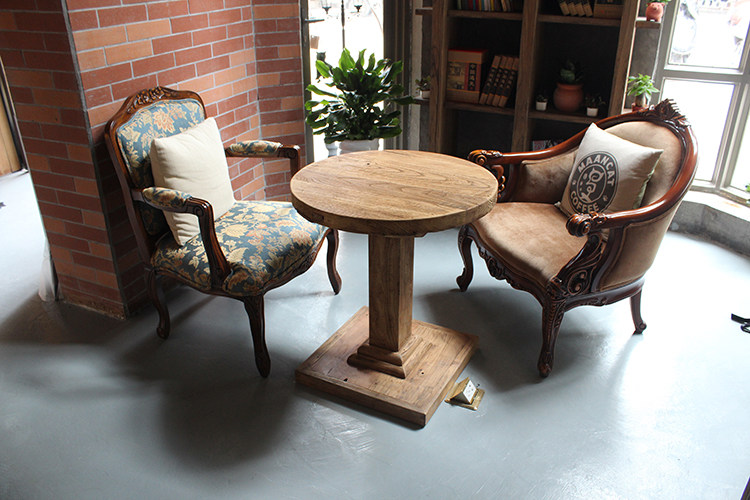 友信老榆木圆桌漫咖啡桌椅组合实木餐桌复古咖啡厅圆方桌洽谈桌椅|ruв категории жилой мебели, Таблица класса, обеденный стол - от Buy2taobao.com для оказания профессиональной услуги покупки агента Taobao