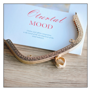 20.5CM弧形带钻戒指头口金手工包DIY箱包五金配件包包金属搭扣