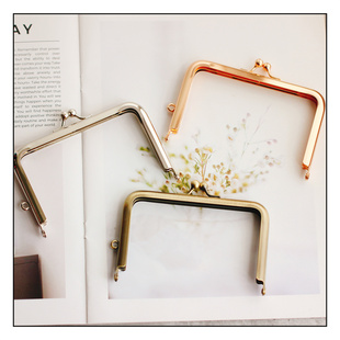 方形12CM光面高品质卡包高脚螺丝孔口金手工DIY包五金包口铰包夹