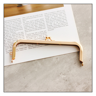 方形18CM光面无孔浅金色螺丝孔笔袋口金手工DIY箱包五金夹包口铰