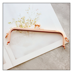 方形20CM浅金色光面出口品质上螺丝孔口金手工DIY包五金包夹边扣