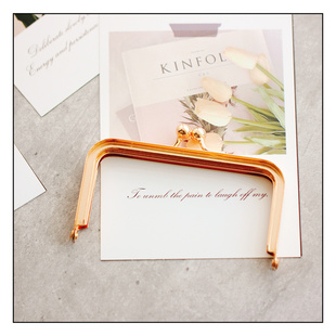 方形10.5CM单边侧口无孔浅金色盒子口金手工DIY包铰包口夹边扣子