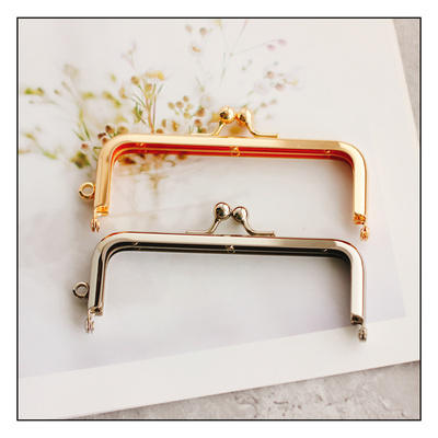 方形11.5CM高品质光面螺丝孔牙线包口金手工DIY包五金包夹边口铰