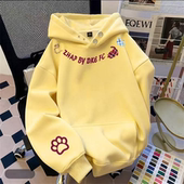 遮肉通勤潮流ins厚款 重磅纽扣新款 连帽卫衣女秋冬款 欧美风上衣潮