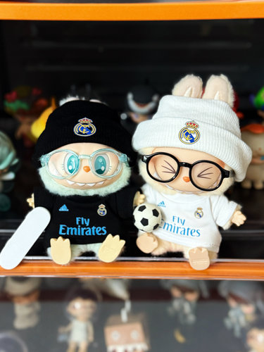 17cm拉布搪胶挂件盲盒labubu足球队服卫衣T恤定制V1V2皇家马德里