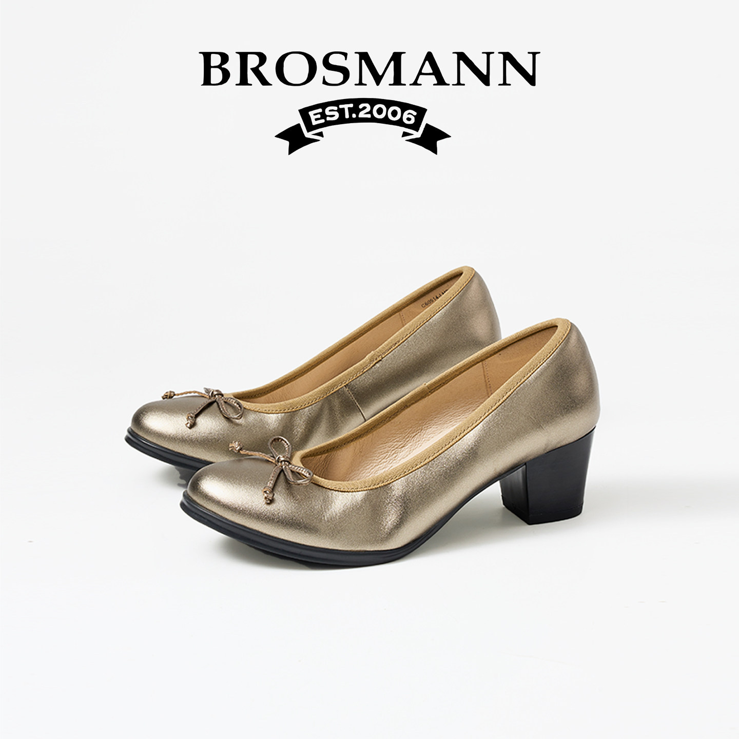 宝舒曼真皮高跟单鞋女春季新款粗跟软底不累脚舒适气质工作鞋女鞋