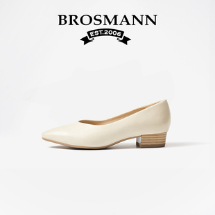 宝舒曼真皮米色尖头高跟鞋女气质高级不累脚2026春季新款女鞋单鞋