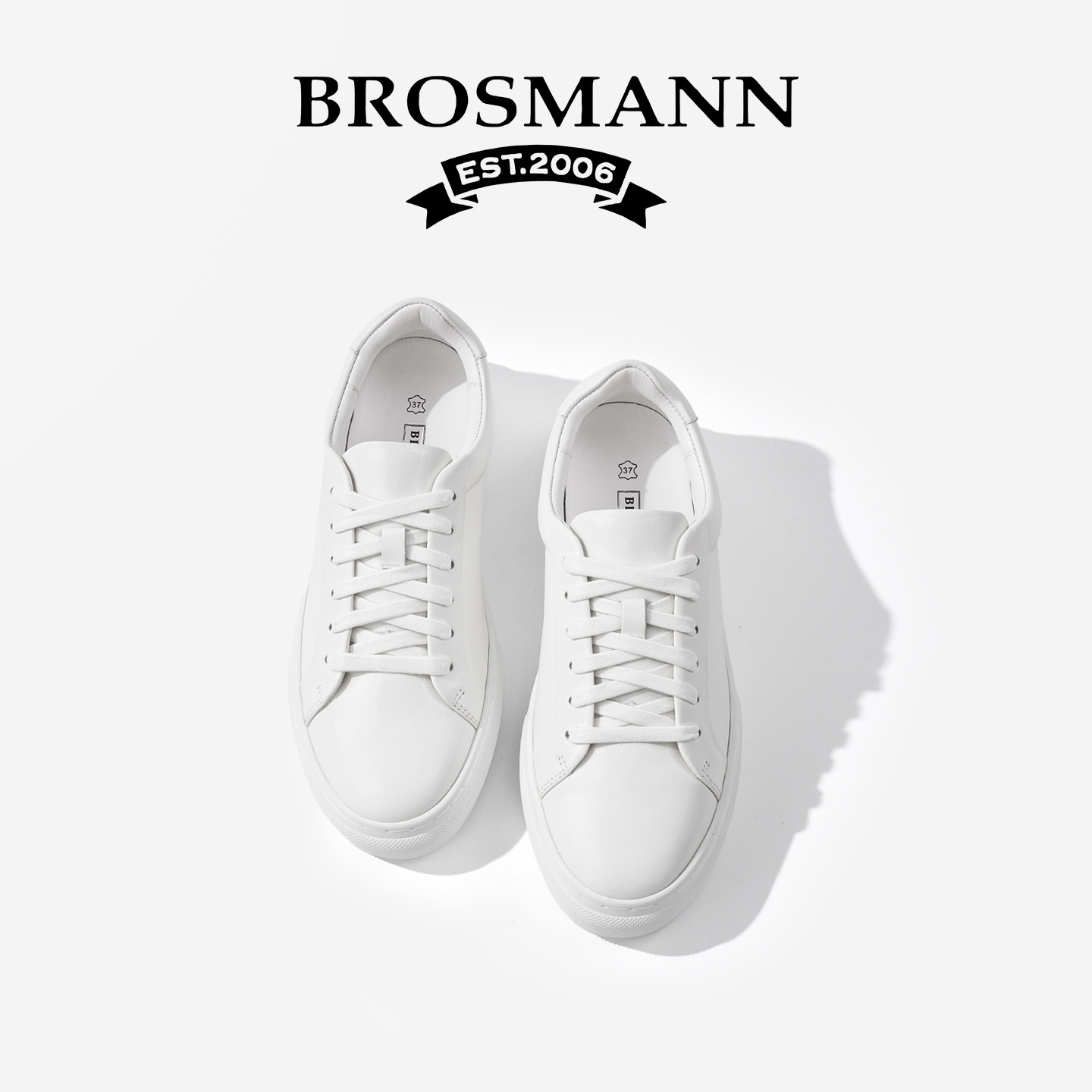 宝舒曼头层牛皮真皮小白鞋女2026新款女鞋厚底女款运动鞋增高板鞋