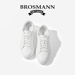 宝舒曼头层牛皮真皮小白鞋女2026新款女鞋厚底女款运动鞋增高板鞋