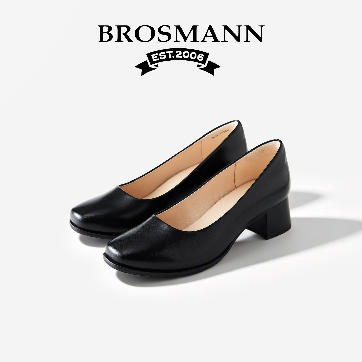 宝舒曼粗跟高跟单鞋女夏季新款职业通勤不累脚真皮一脚蹬高跟女鞋
