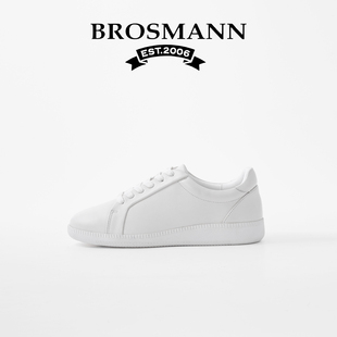 宝舒曼真皮小白鞋女款新款轻便软底休闲鞋运动板鞋显脚小牛皮女鞋