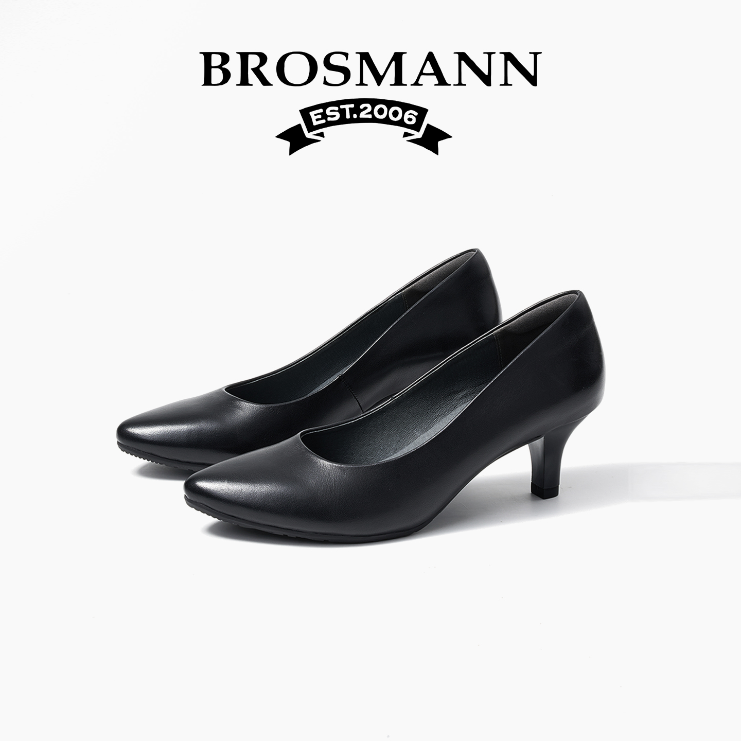 宝舒曼牛皮高跟鞋女新款真皮尖头裸色通勤职业不累脚舒适浅口单鞋