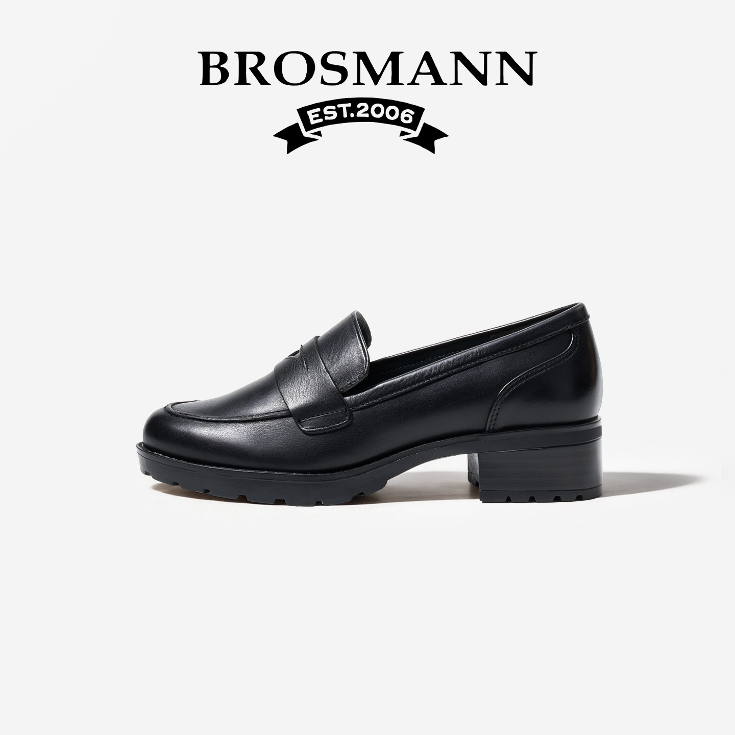 宝舒曼真皮厚底乐福鞋女款2026新款小皮鞋通勤休闲女鞋一脚蹬单鞋