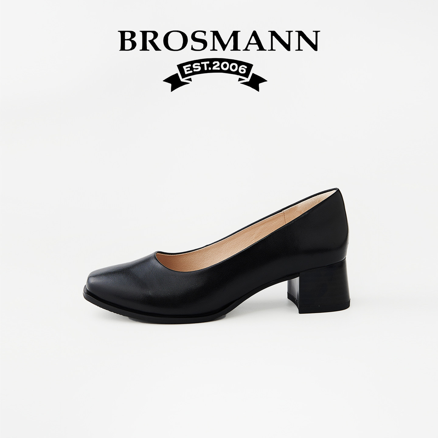 宝舒曼真皮方头职业高跟鞋女气质高级不累脚2026春季新款女鞋单鞋