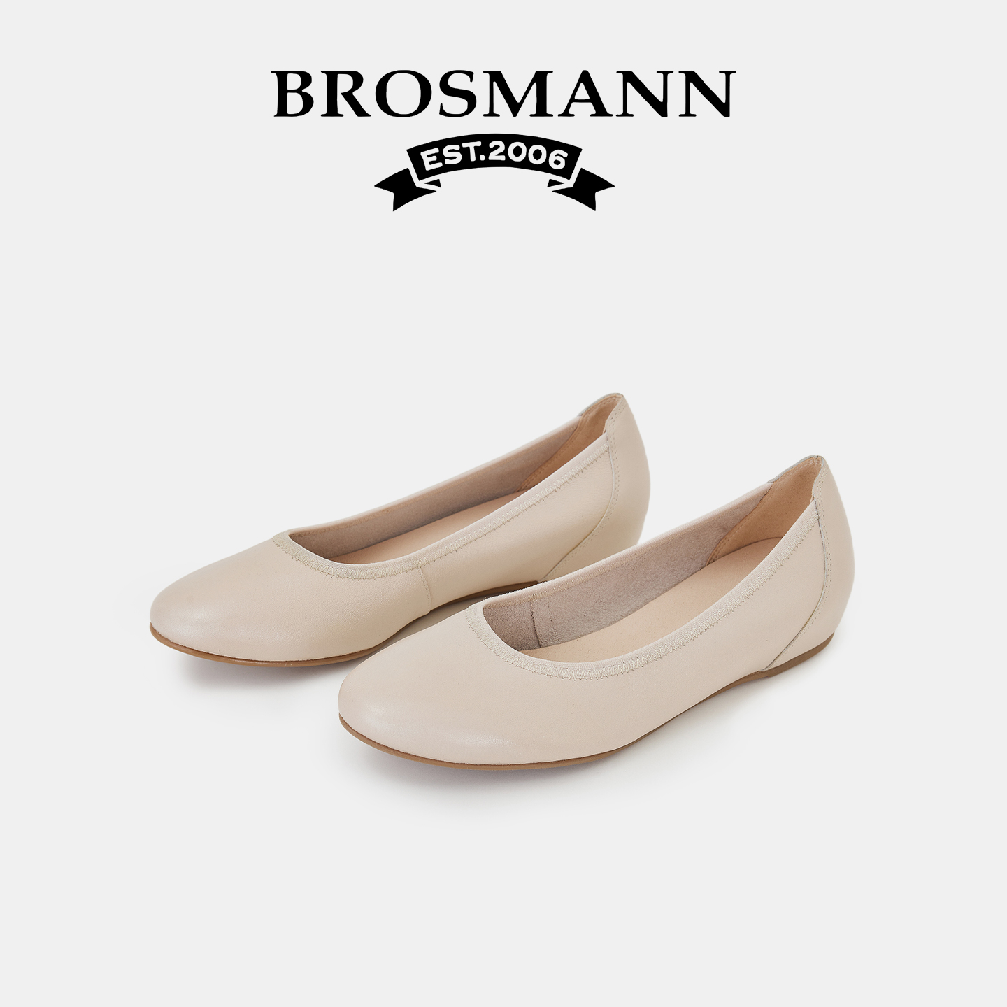 宝舒曼新款真皮法式浅口平底单鞋