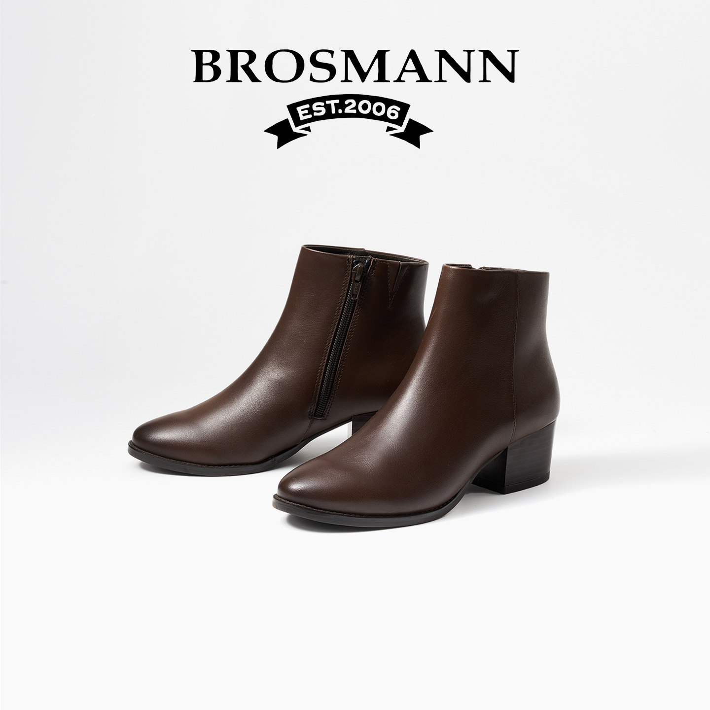 宝舒曼短靴真皮增高女款